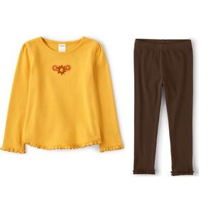 New Gymboree Girls Top & Leggings Set 4T Yellow Brown Harvest Pony Club